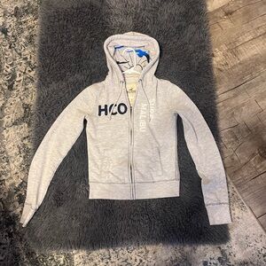 Gray Hollister Zip Up Hoodie